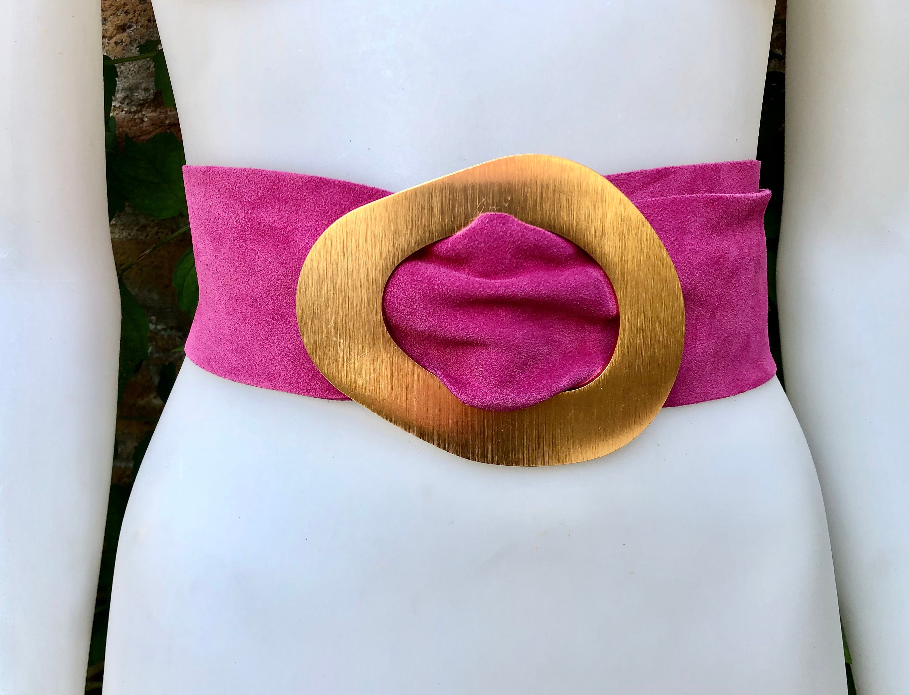 1980’s Pink Suede Belt With Gold Buckle Pink Suede Belts for Women for sale | eBay main image 2