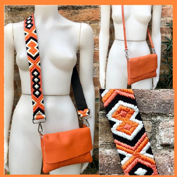 Orange Guitar Strap Crossbody Bag