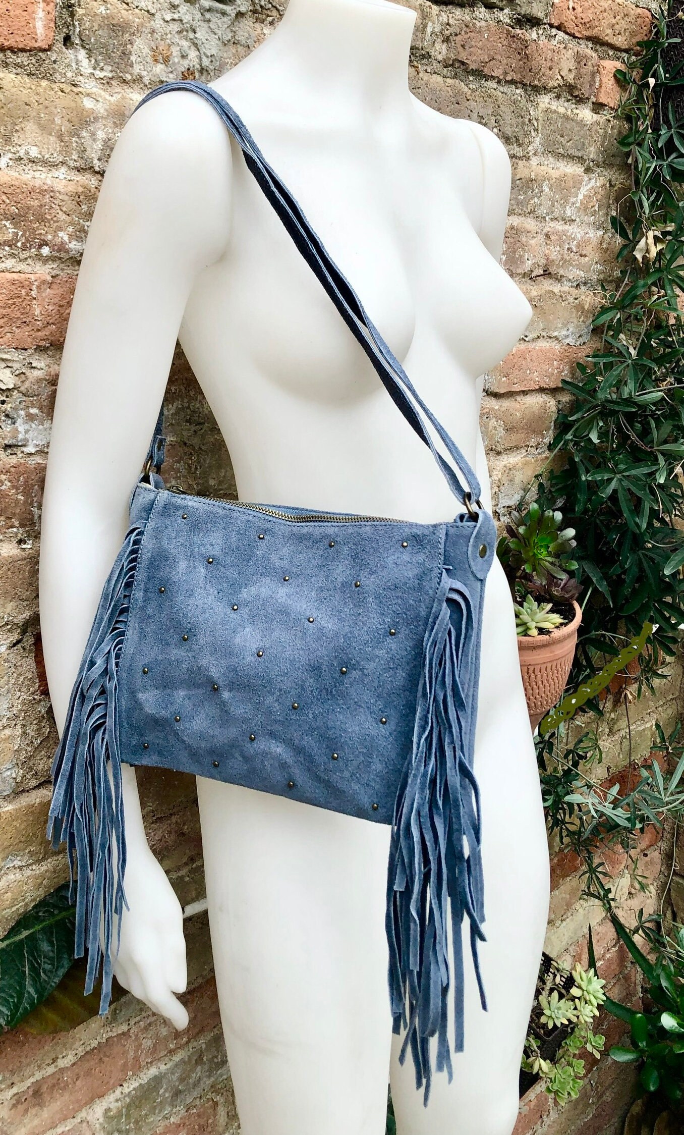 Blue fringe purse hotsell