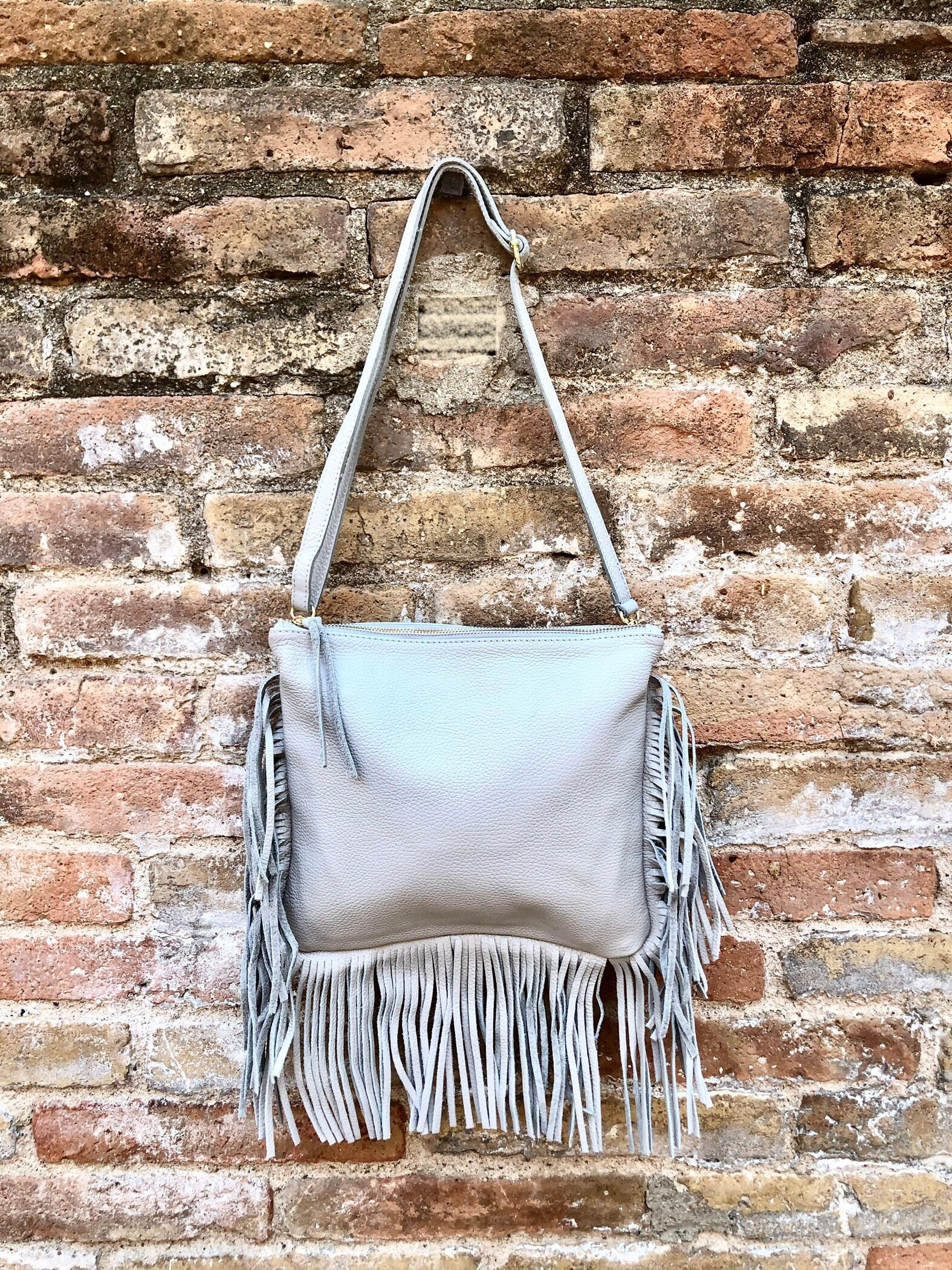 Grey Fringe Purse Etsy