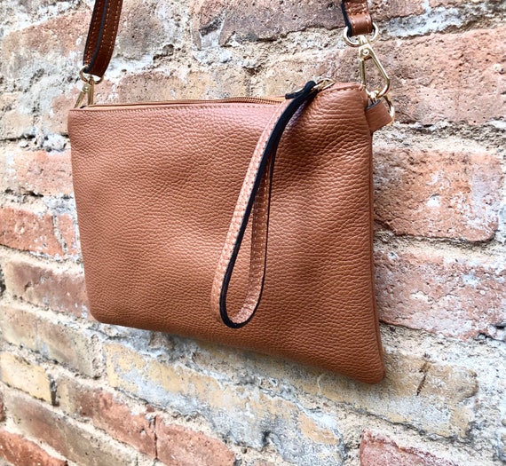Brown leather top cross body