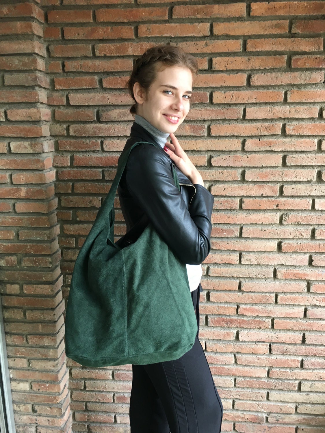 Sac en daim souple beige. Grand sac cabas en cuir v ritable souple