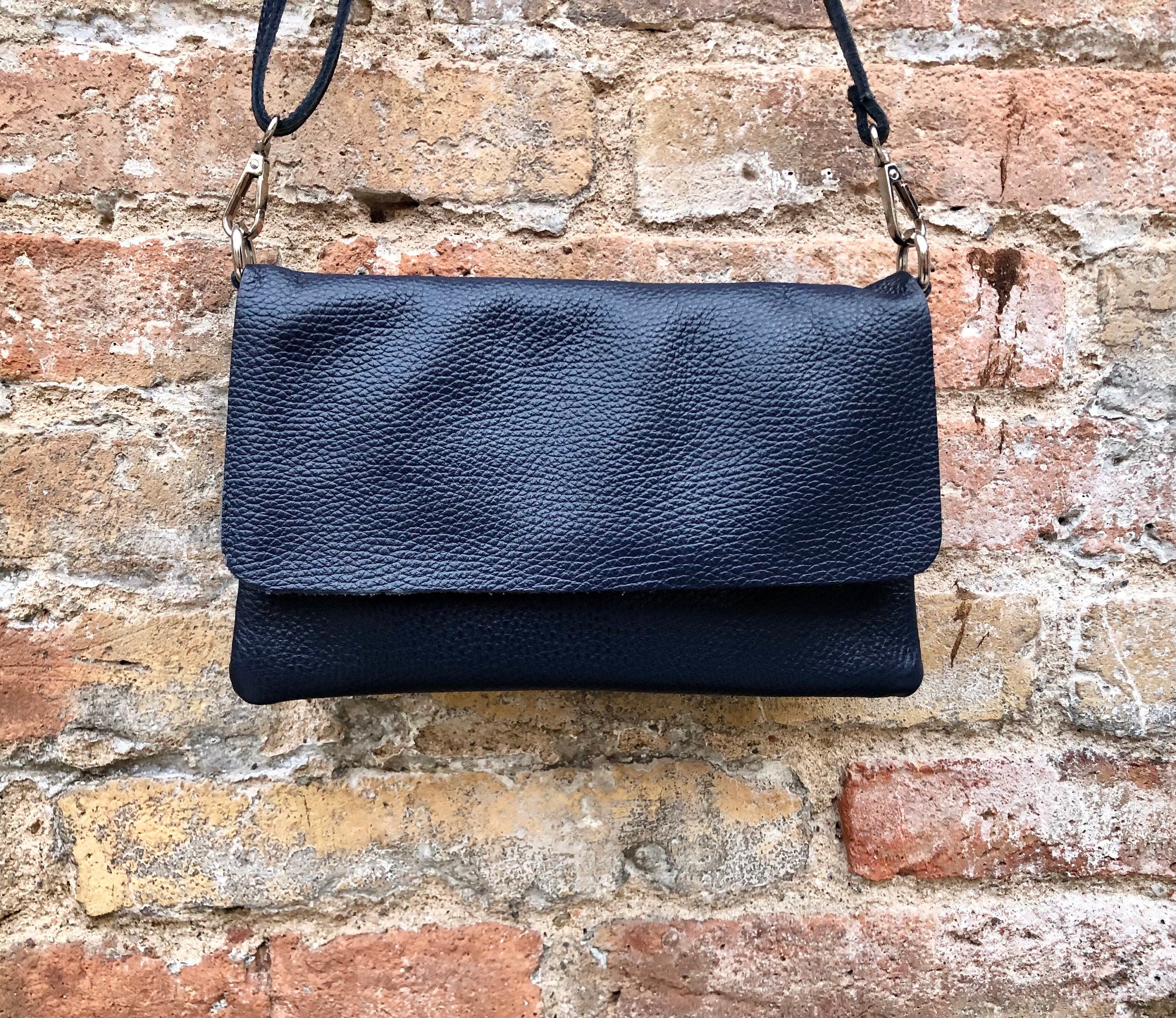 Navy blue purse leather sale