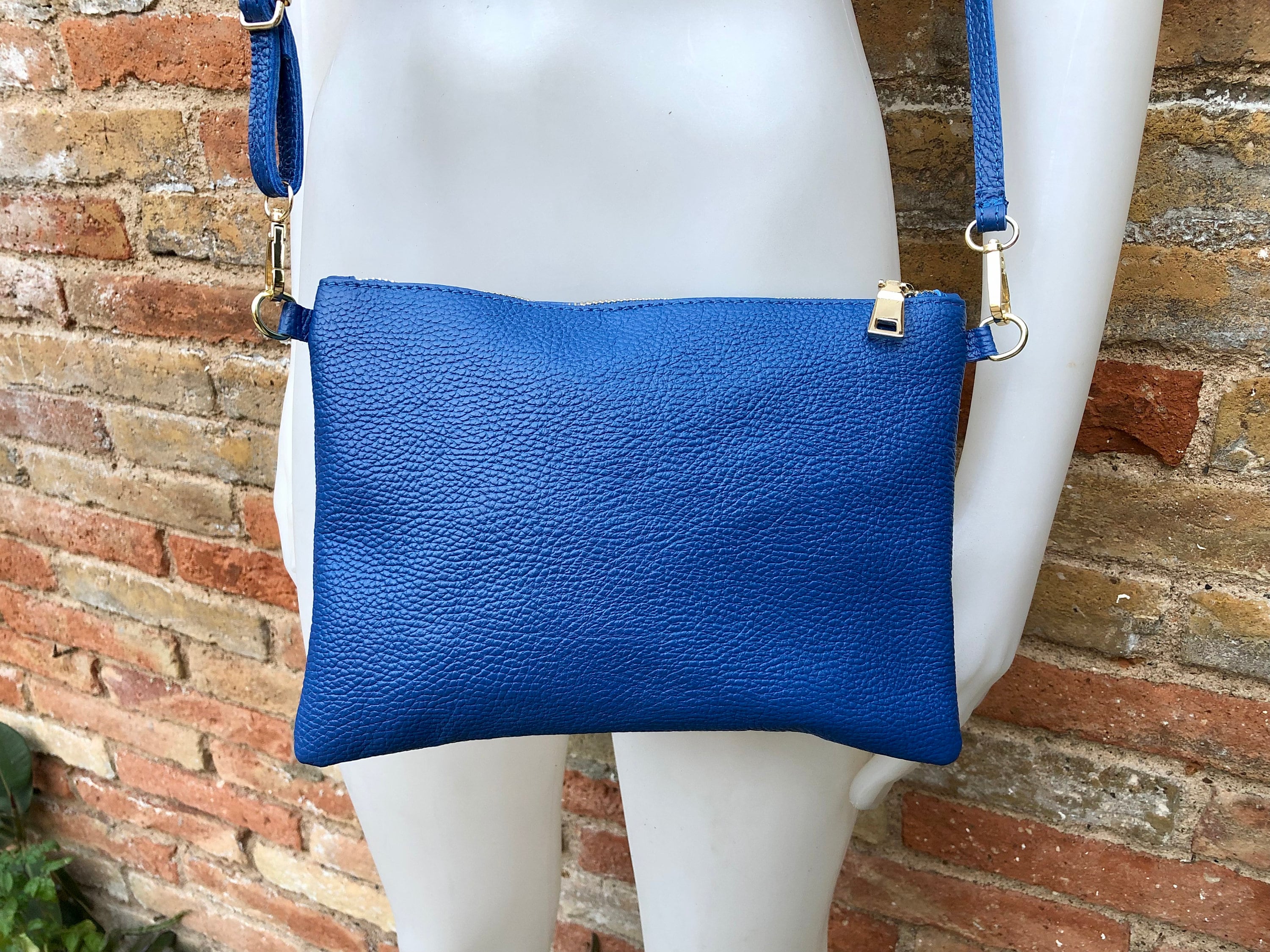 Royal blue leather bag sale