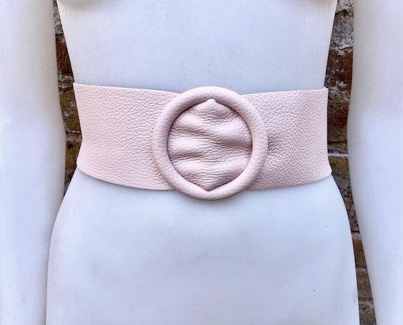 Light Pink Leather Waist Belt With Large Round Buckle. Soft Leather Belt in Soft  Pink. Genuine Leather Pink Dress Belt. Pink Wide Waist Belt - Etsy Ireland