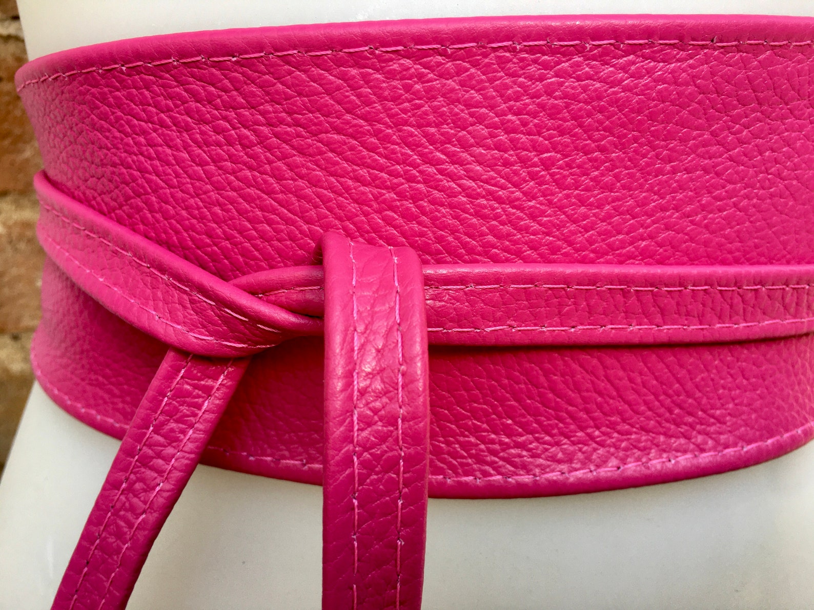Obi Belt in Soft Leather. Wrap Belt in HOT PINK. Waist Belt in Etsy