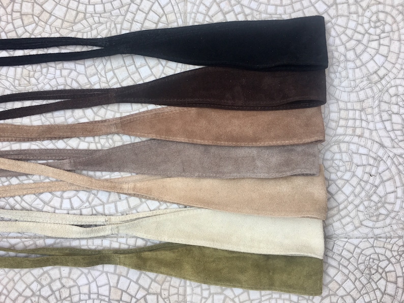 DENIM blue suede obi belt. Blue wrap belt. Soft waist belt in Etsy