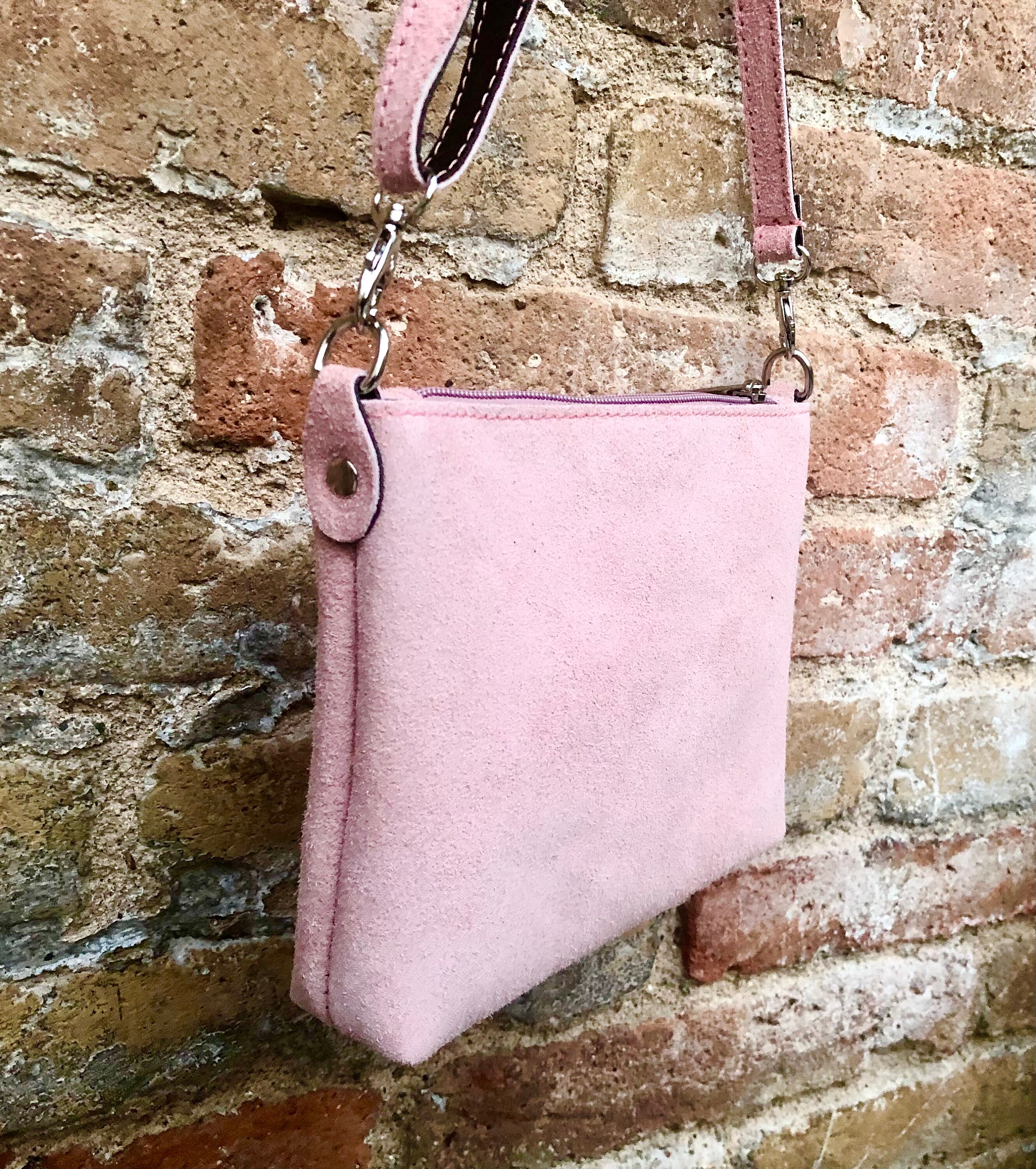 Suede Leather Bag in Light Pink. Cross Body Bag Shoulder Bag - Etsy