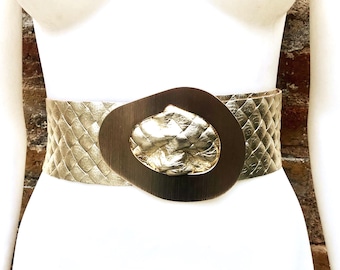 Donna Karan Wide Brown Suede Belt with Tan Leather Accent Donna Karan Suede Belts for Women for sale | eBay main image 4