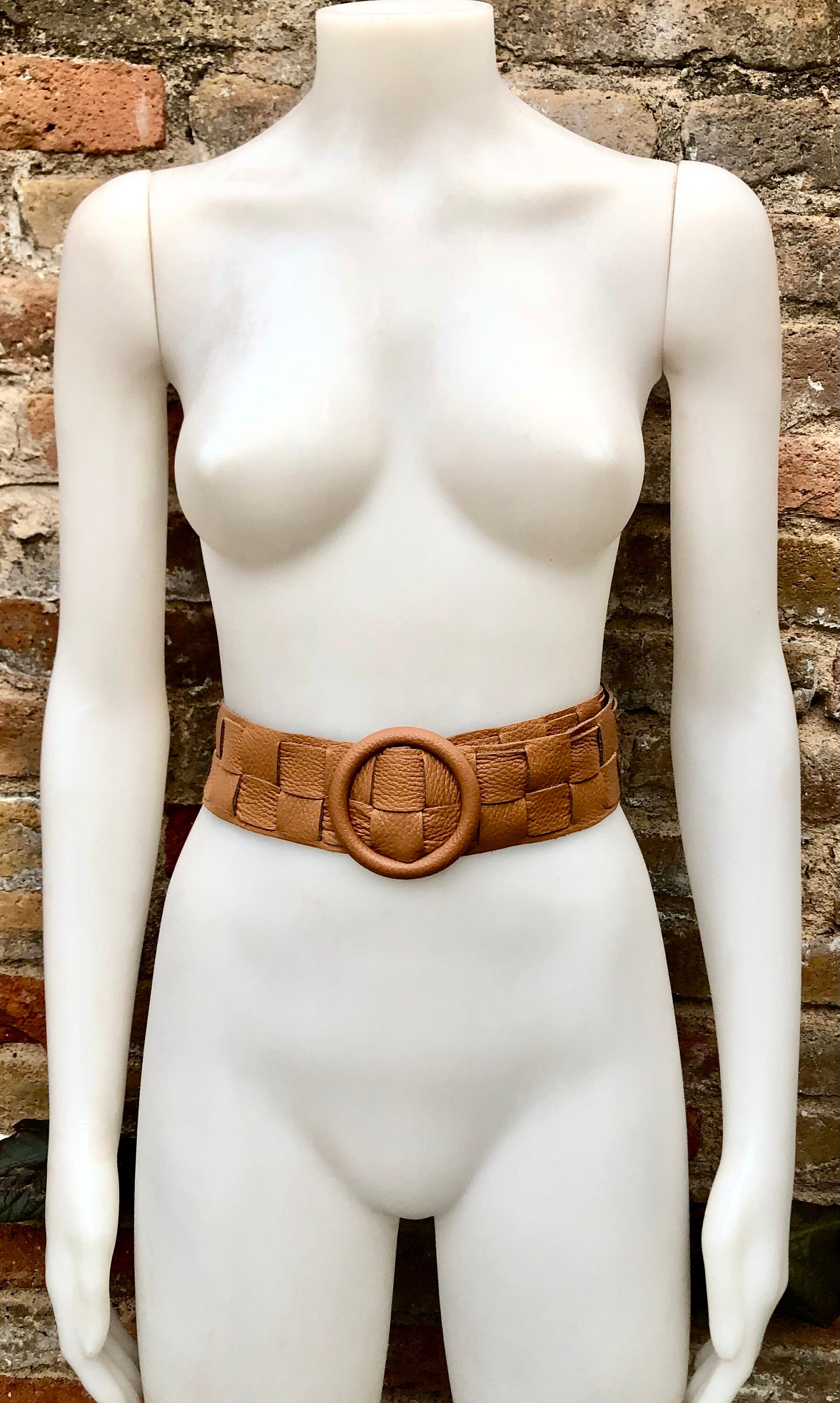 Camel Brown Leather Waist Belt With Large Round Buckle. Boho Soft Genuine  Leather Belt in Light Brown.tan Wide Waist Belt. Braided Leather - Etsy