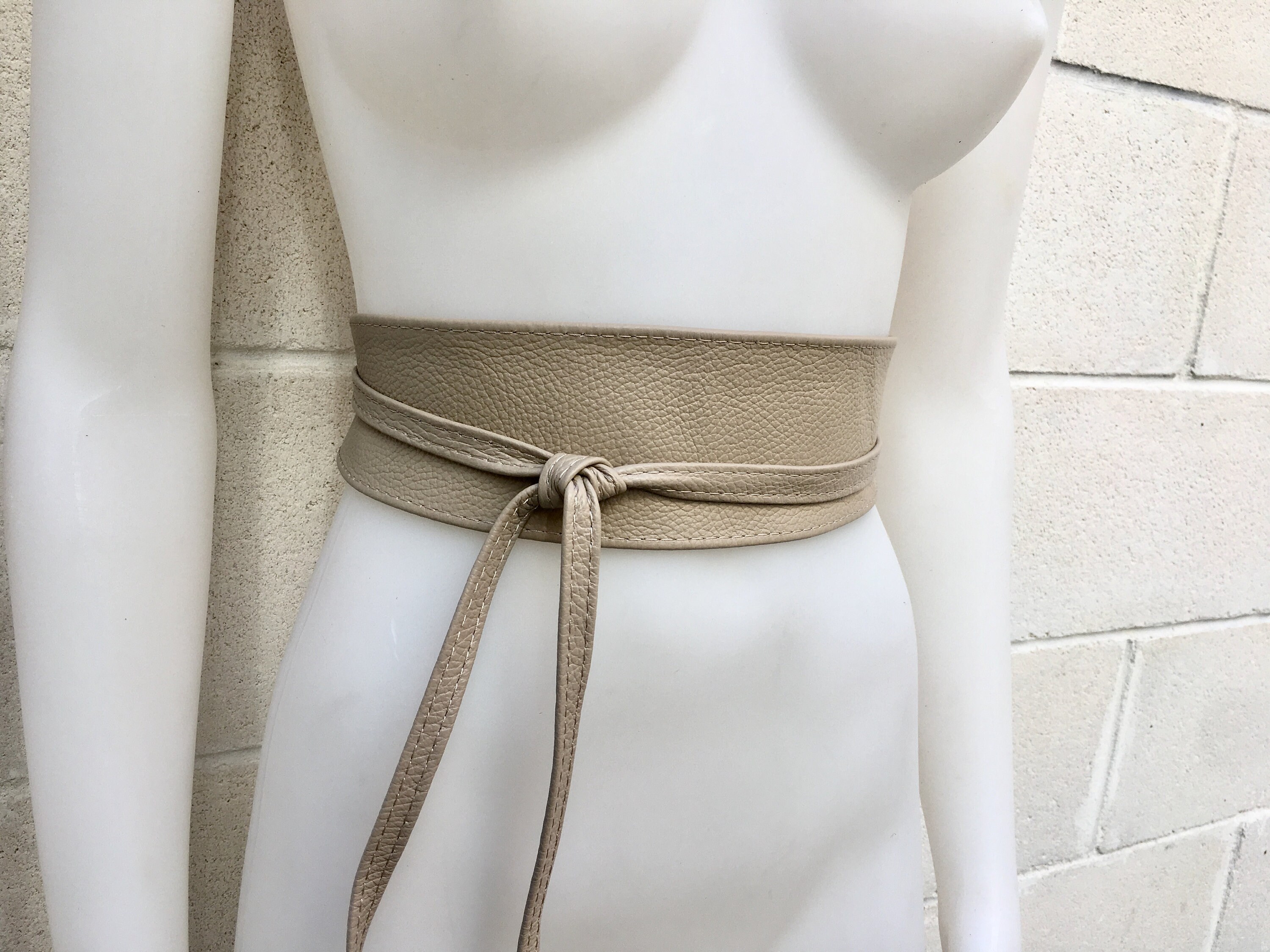 Obi Belt in Soft Leather. Wrap Belt in BEIGE. Wide Waist Belt Etsy