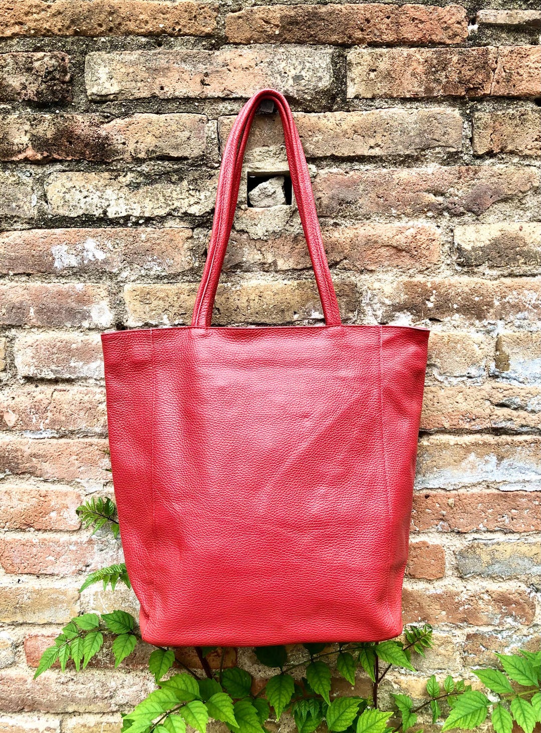 NEW With Zipper Lining. Large Tote Leather Bag in TERRACOTTA Red.soft Genuine Leather Shopper. Carry All Bag for Laptops Tablets Books. Etsy Canada