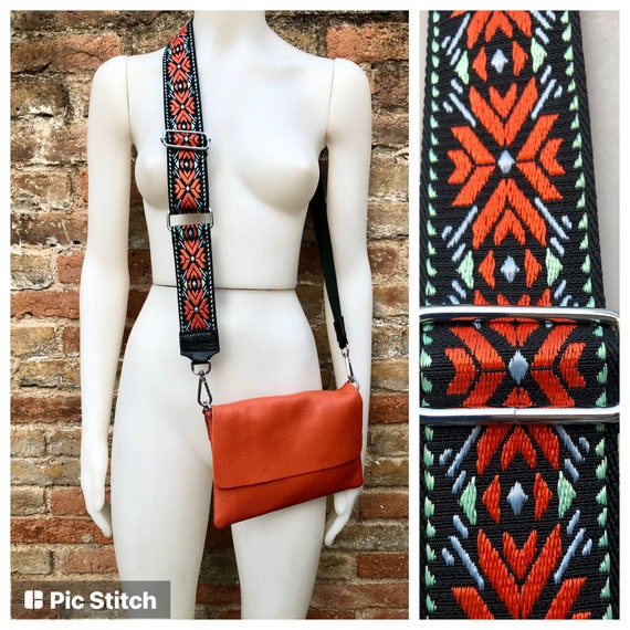 Orange Guitar Strap Crossbody Bag