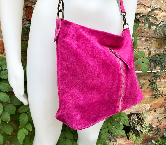 Pink suede shoulder best sale bag