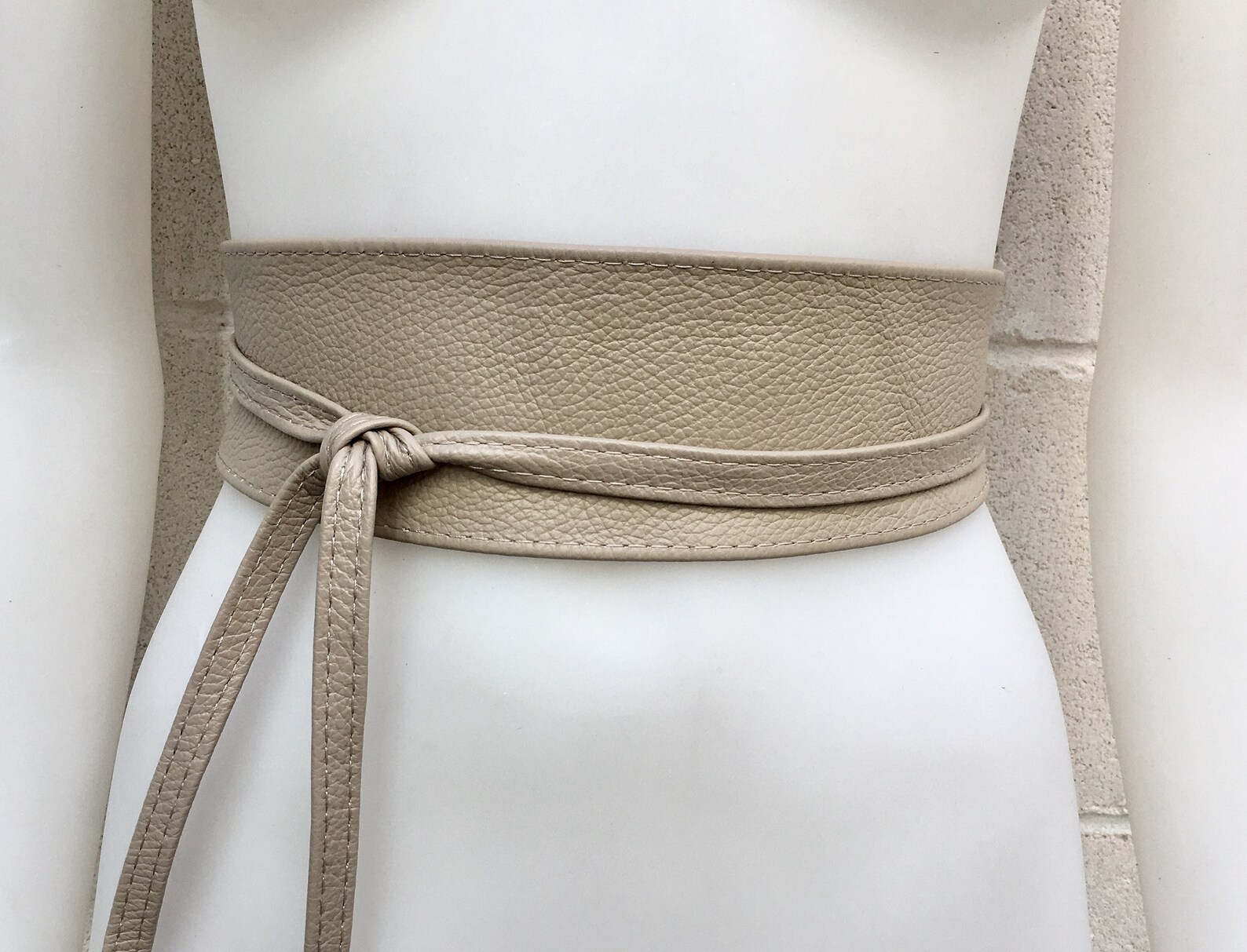 Obi Belt in Soft Leather. Wrap Belt in BEIGE. Wide Waist Belt Etsy