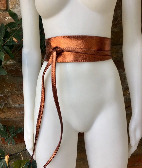 COPPER OBI Belt in Natural Soft Leather. Waist Belt, Wide  display picture 3
