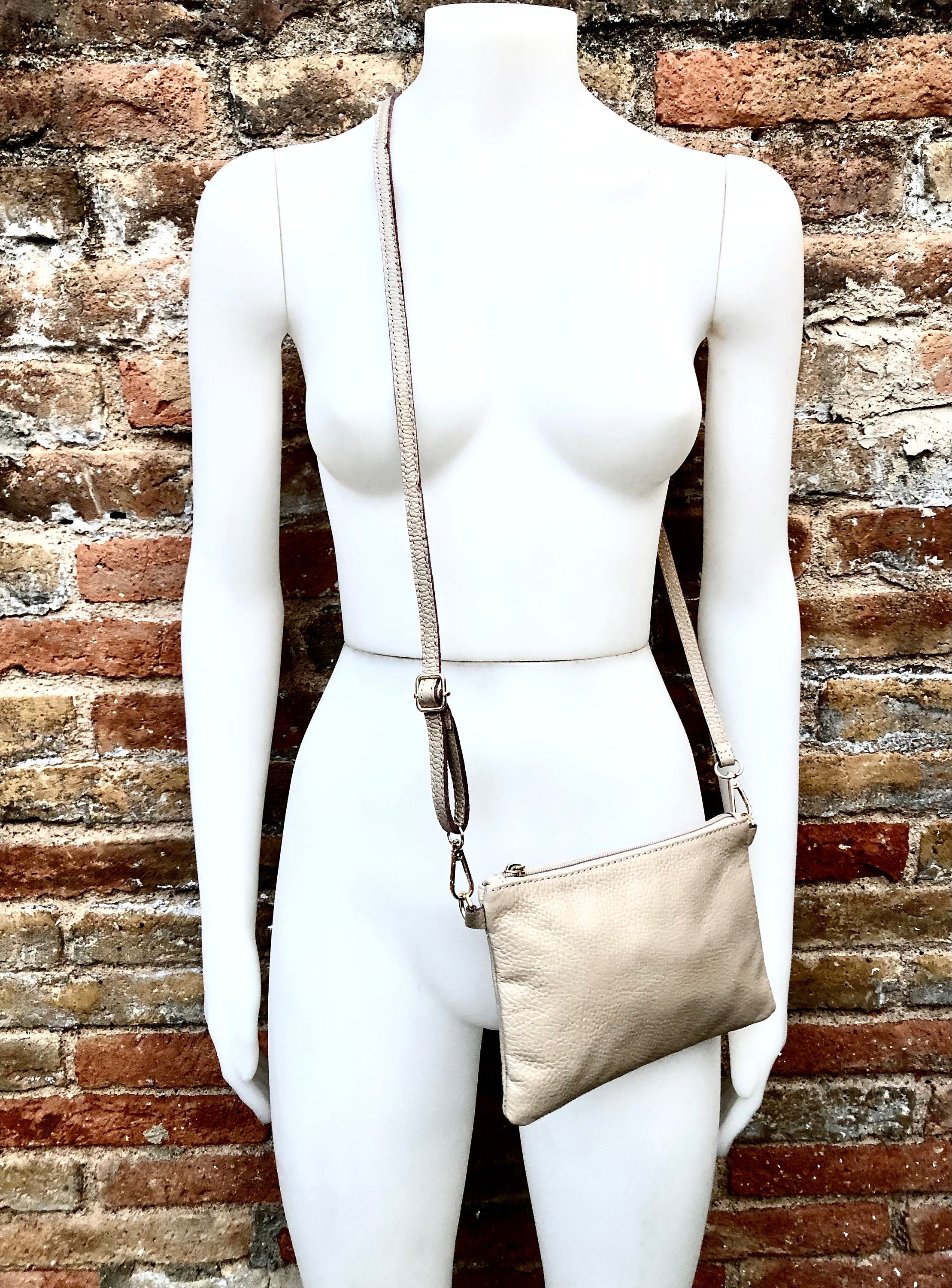 Small Leather Bag in BEIGE .cross Body, Shoulder Bag or