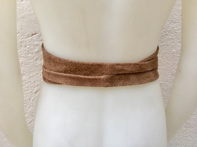 Very DARK beige suede OBI belt in natural soft suede. Light brown waist belt. Soft leather belt, beige sash, boho belt, TAUPE boho wrap belt image 5
