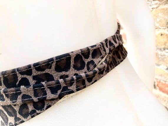 CHEETAH Print Suede OBI Belt.wrap Belt in Natural Brown +  display picture 3
