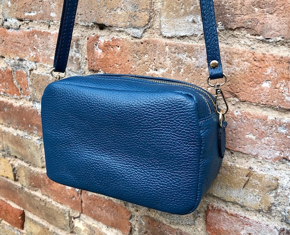 a) Malissa J Wrist Clutch Crossbody Shoulder Bag Blue Leather – Your Bag  Heaven