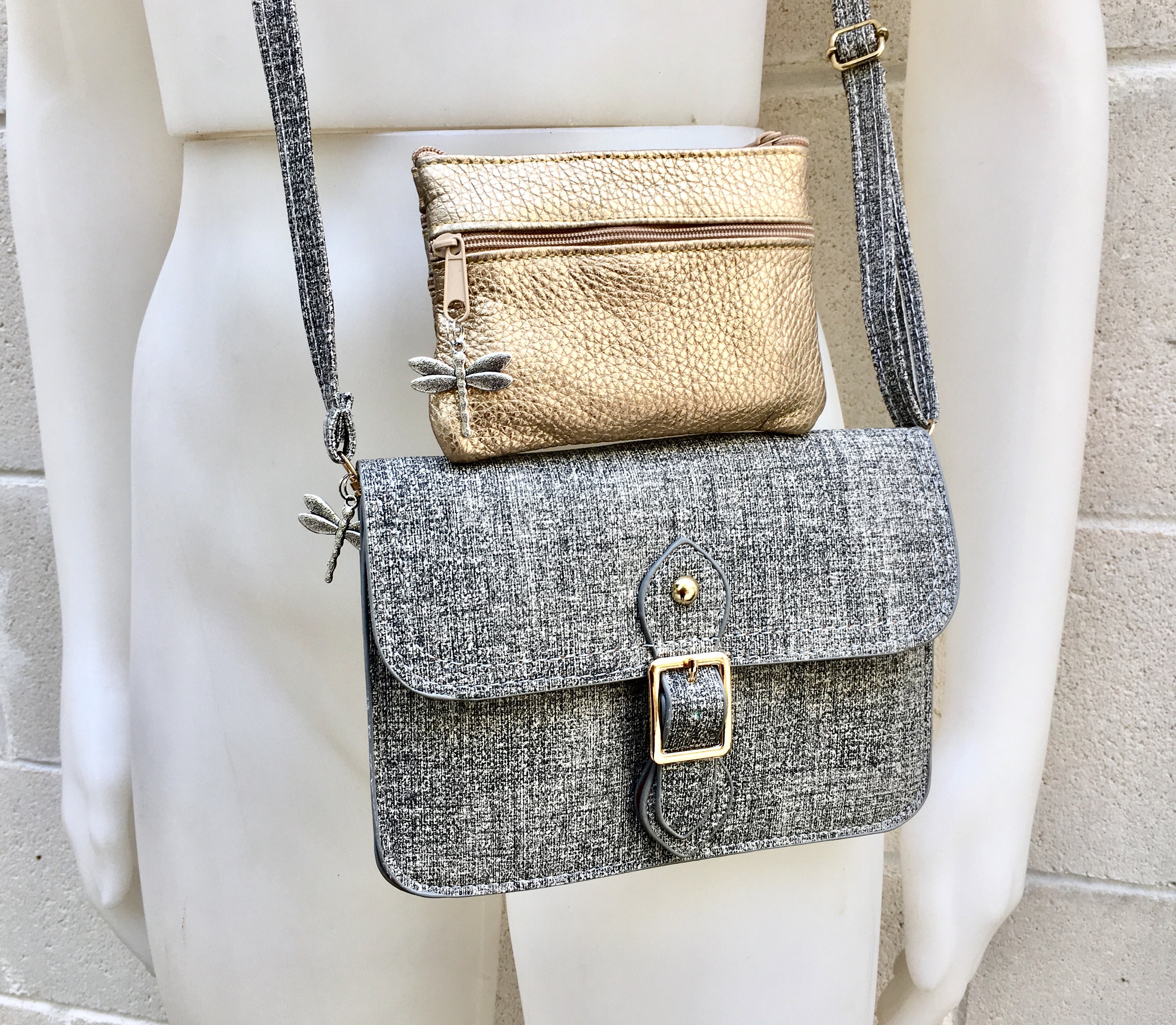 small grey cross body bag