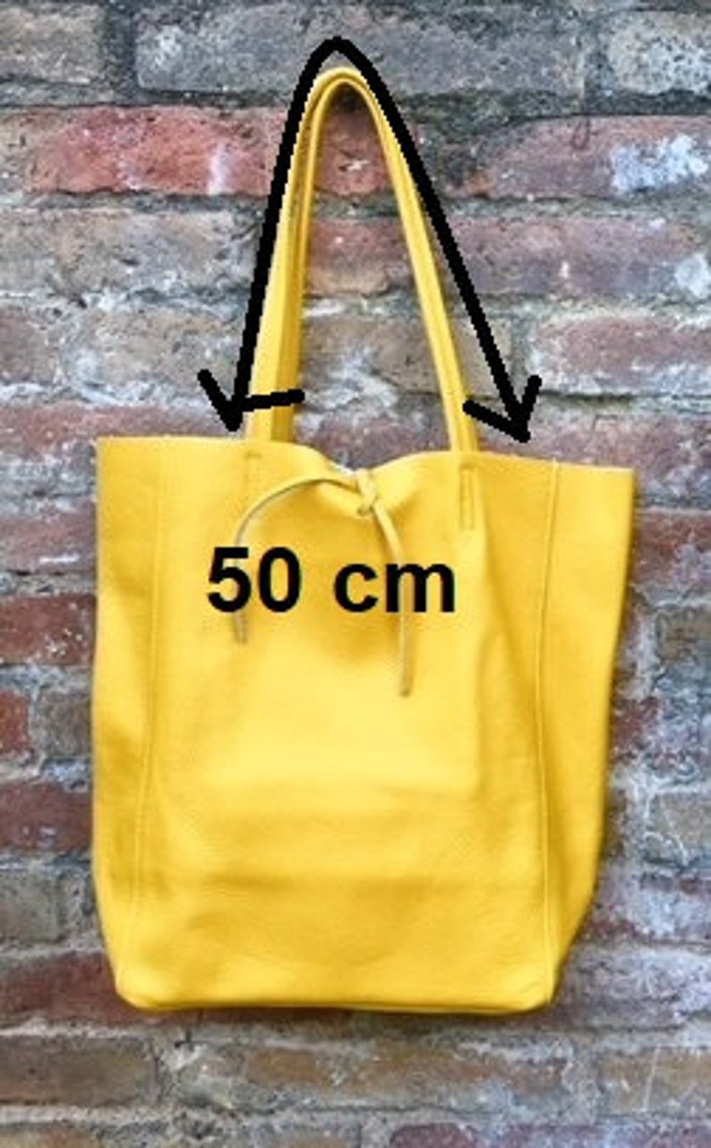 Tote Leather Bag in Mustard YELLOW. Soft Natural GENUINE Etsy