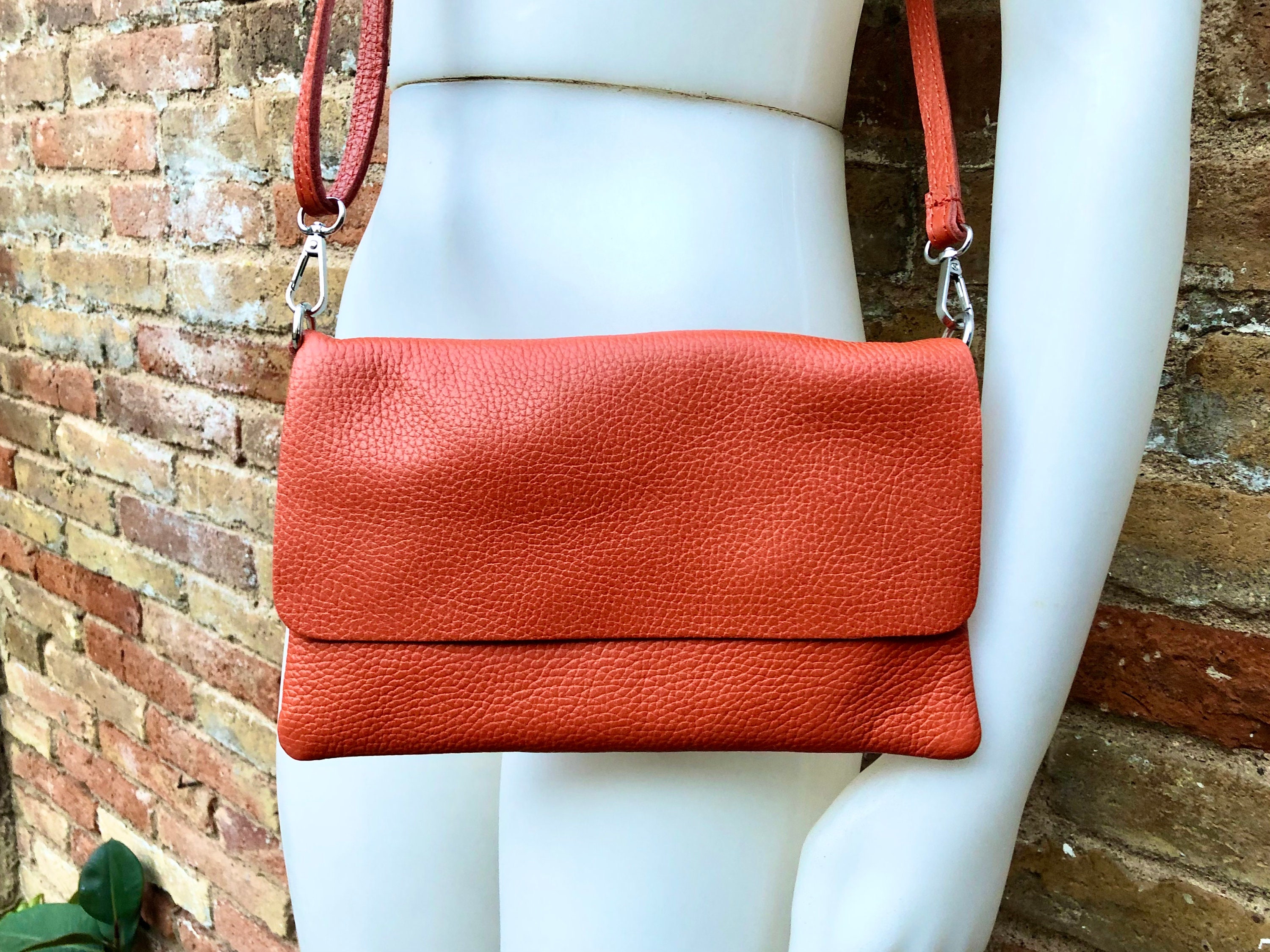 Half Moon Crossbody - Burnt Orange and Clear