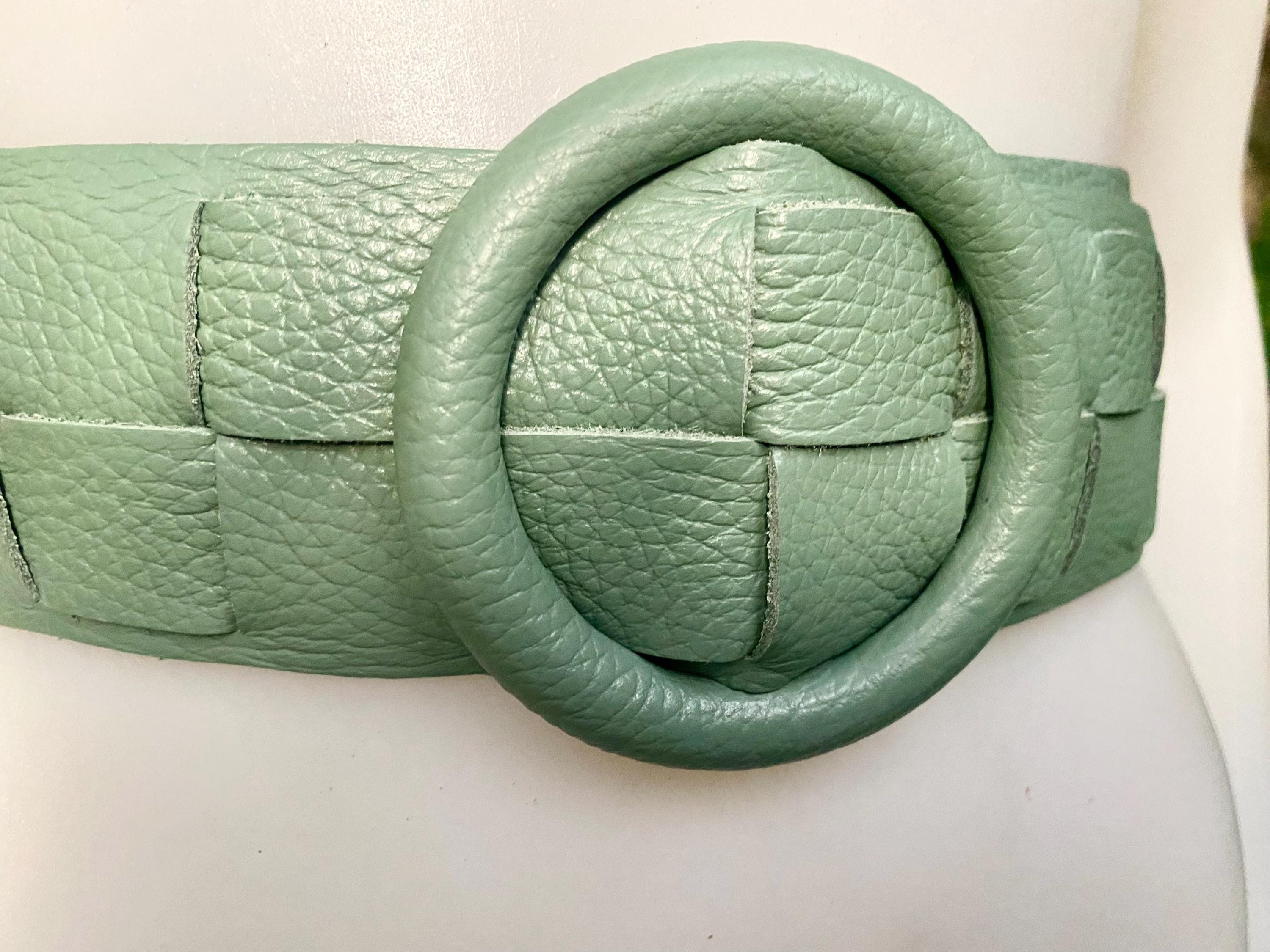 EUC Genuine Leather Women\'s Matte Sage Green Belt - Size Large Buy Olive Green Belt For Lady Genuine Leather 4.0 Cm  main image 3