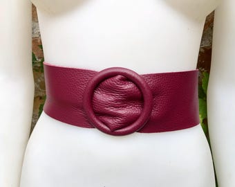 VINTAGE 80s 90s Plum Leather Wrap Belt Vintage 90 main image 2