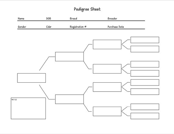 Pedigree Sheet - Farm Planning - Ranch Planning - Printable PDF