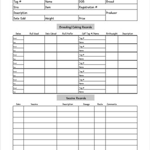 Individual Cow Record PDF download