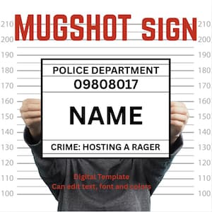 Plantilla de cartel para foto policial / Accesorio personalizable para fotomatón de fiesta (Digital)