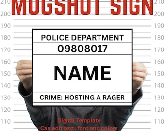 Plantilla de cartel para foto policial / Accesorio personalizable para fotomatón de fiesta (Digital)