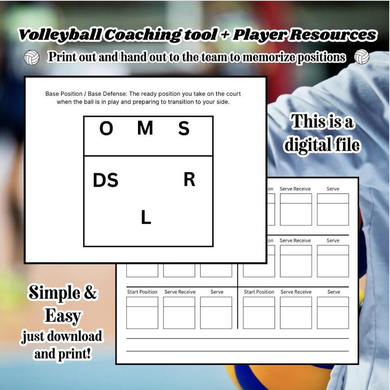 Volleyball Base Rotation Volleyball Rotation Sheet | Volleyball Base Defense | Printable ...