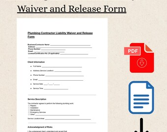 Haftungsausschluss für Klempner: Bearbeitbare PDF-Vorlage (Sofortdownload)