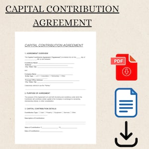 Capital Contribution Agreement | Business Partner Investment Contract | LLC Funding Template PDF DOC