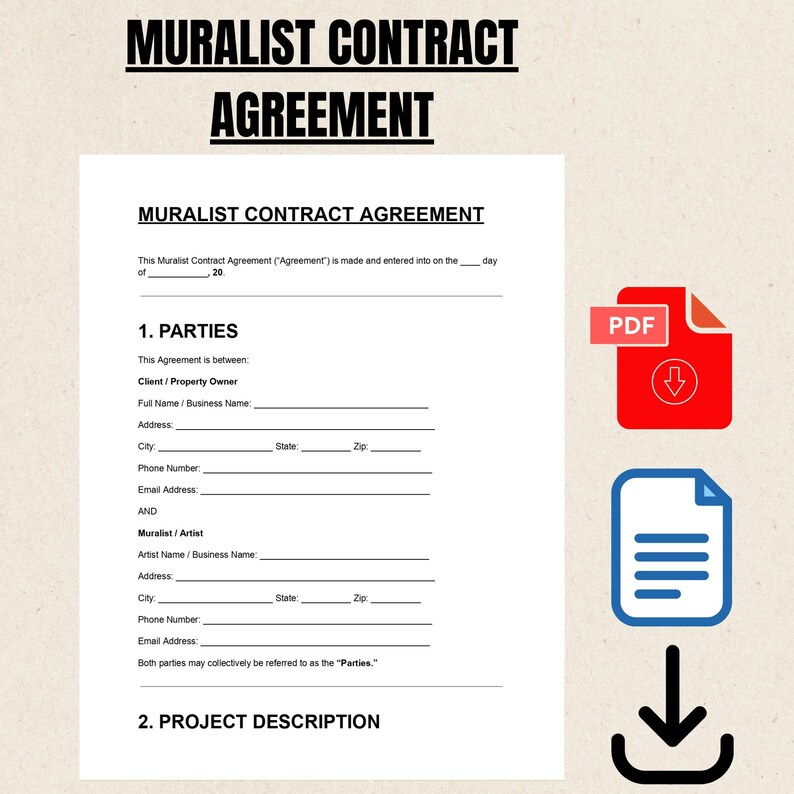 Muralist Contract Agreement Template | Commission Art, Wall Mural DOC ...