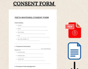 Teeth Whitening Consent Form Template | Editable PDF Word | Client Release  Treatment Agreement