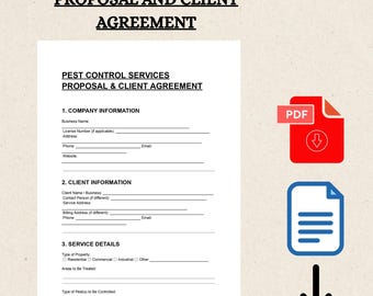 Pest Control Services Proposal & Client Agreement Template | Editable PDF  Word | Service Contract