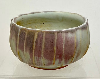 Copper Blush Faceted Stoneware Tea Bowl  by David Voorhees