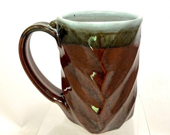 Herringbone Carved Stoneware Mug by David Voorhees