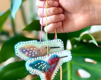 Handmade Hummingbird Bookmark / Felt bookmark