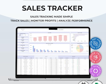 Verkaufs-Tracker Google Sheets Vorlage | Umsatz- und Gewinn-Dashboard | Kalkulationstabelle für das Verkaufsmangement für kleine Unternehmen