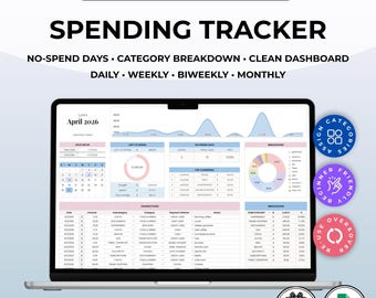 Spending Tracker Google Sheets, Monatlicher Budgetplaner, Ausgabentabelle, Einfacher Geldverwalter, Persönliche Steuern