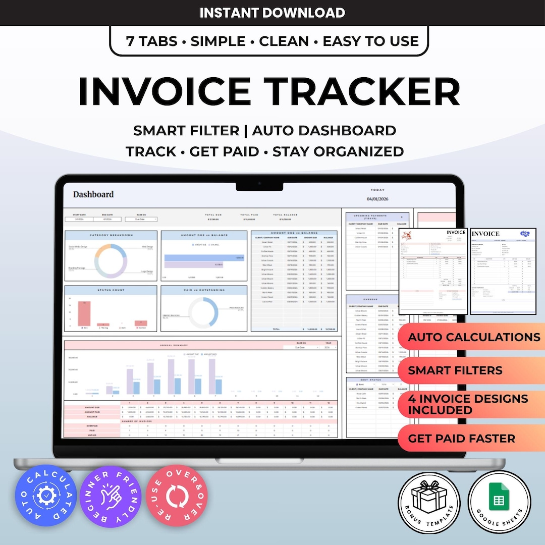 Invoice Tracker Google Sheets Template | Payment Tracker, Small ...