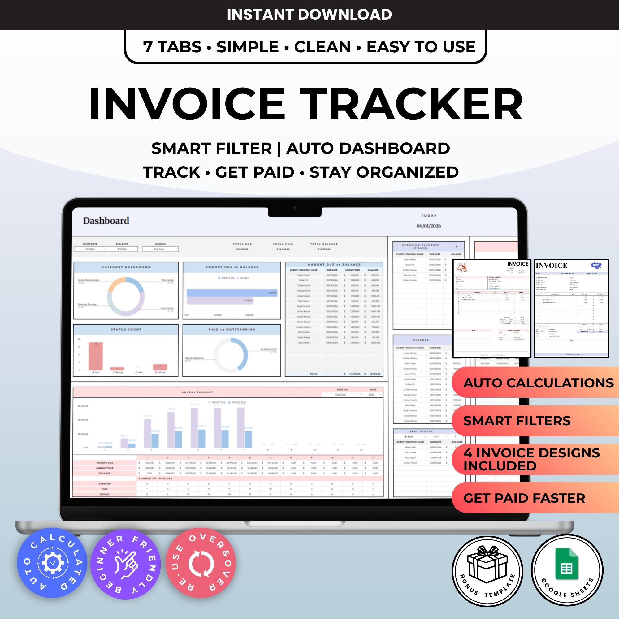 Invoice Tracker Google Sheets Template | Payment Tracker, Small ...