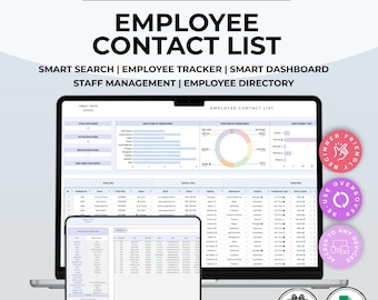 Mitarbeiterkontaktliste, Mitarbeiterverzeichnis, HR-Employee-Tracker, Teammanagement Google Sheets