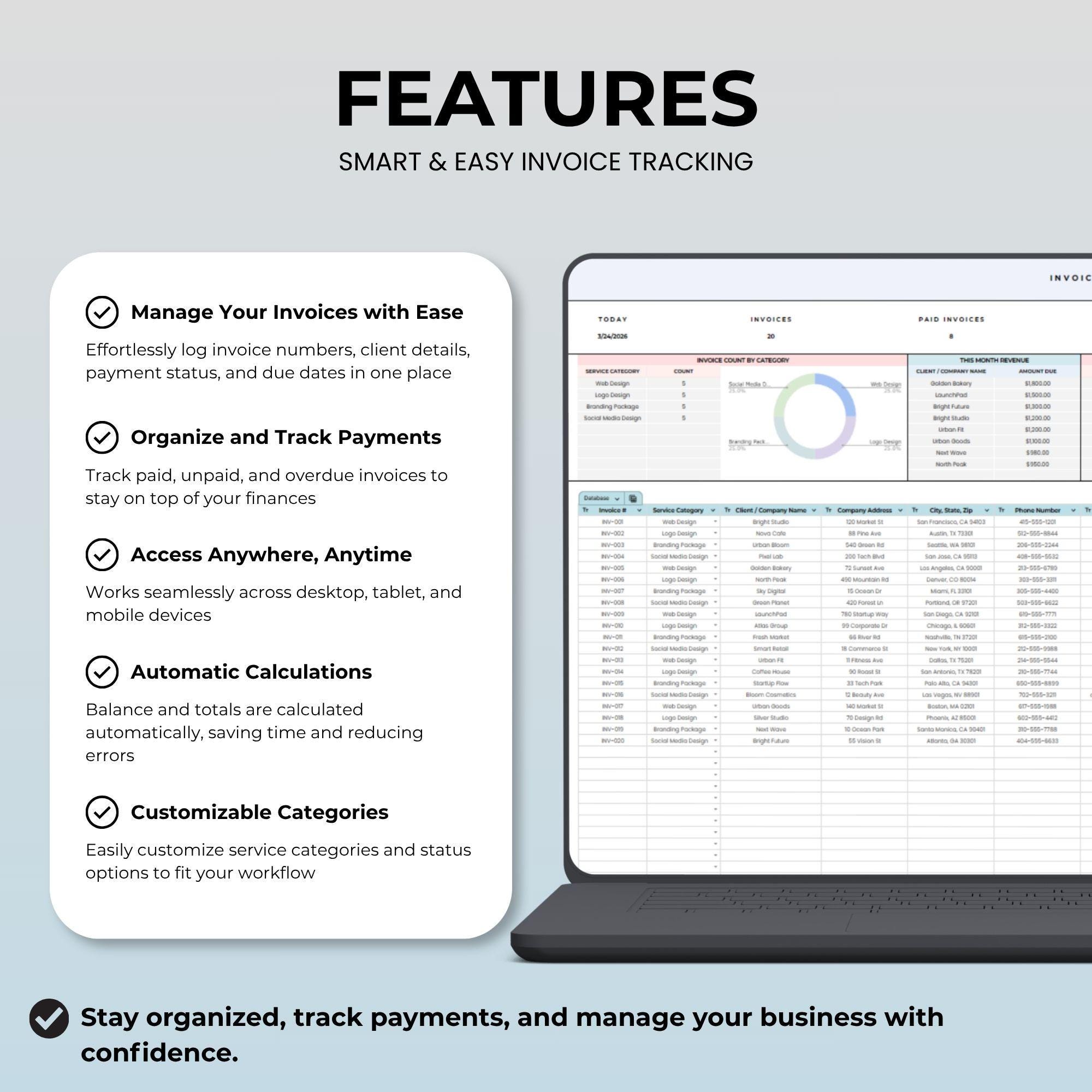 Invoice Tracker Google Sheets Template | Payment Tracker, Small ...