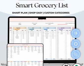 Einkaufsliste Vorlage Google Sheets | Smart-Shopping-Tracker | Digitaler Lebensmittel Organizer