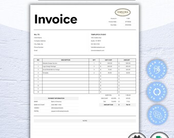 Google Sheets Rechnungsvorlage, einfacher Rechnungstracker, bearbeitbare Fakturierungstabelle, Small Business & Freelance